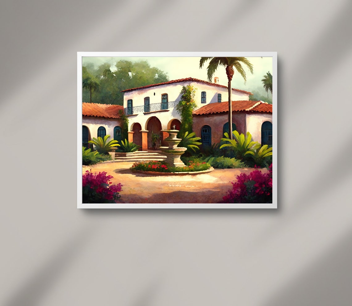 Charming Spanish Style Villa With Arched Courtyard And Fountain Poster - Image 3