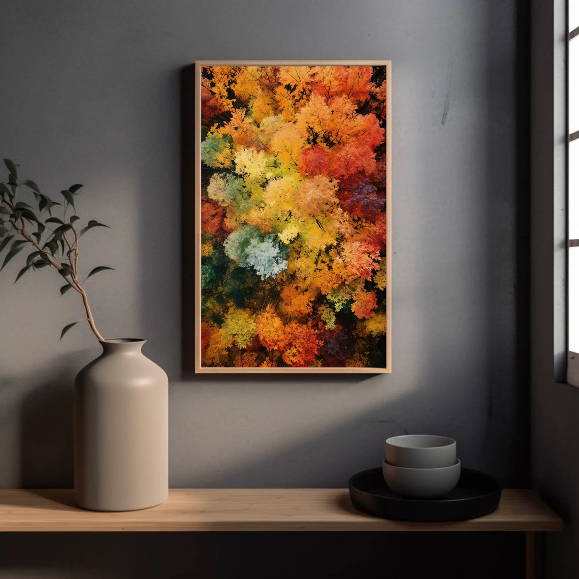 Autumn Treetops Aerial View Fall Colors Seasonal Landscape Poster - Image 3