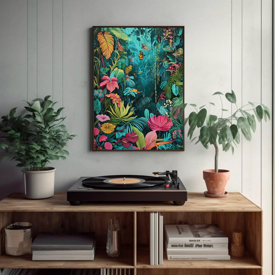 Blue Tropical Jungle Forest Cabin Wall Art Print - Image 3