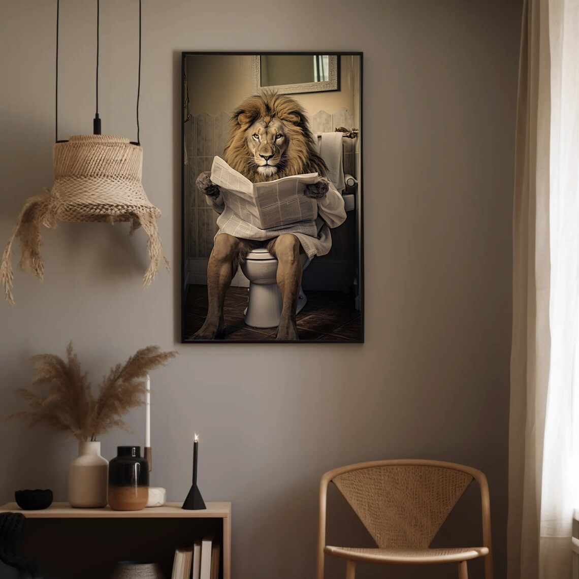 Majestic Lion Toilet Humor Animal Art Print - Image 2