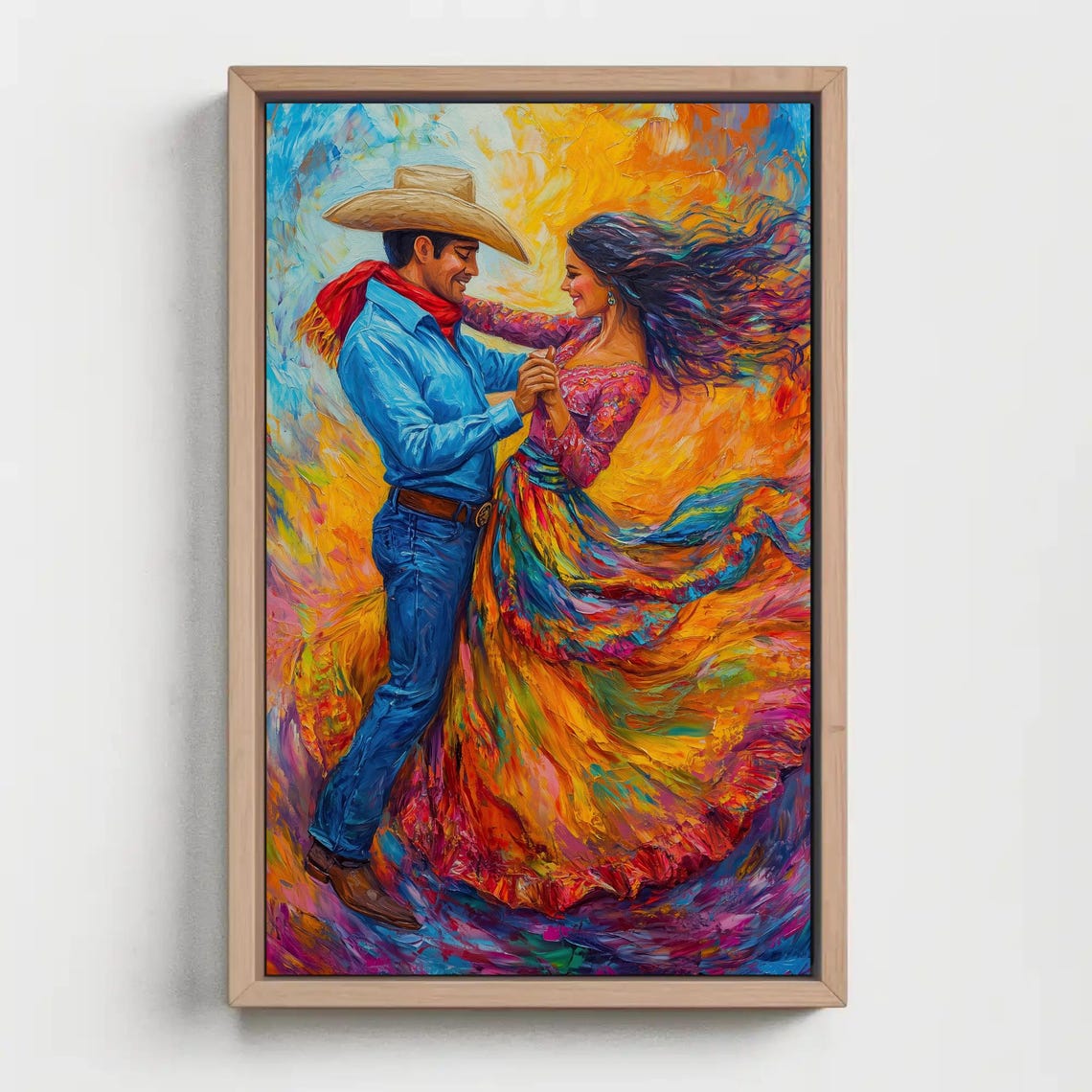 Joyful Jarabe Tapatio Dance Couple in Vivid Spinning Color Poster - Image 5