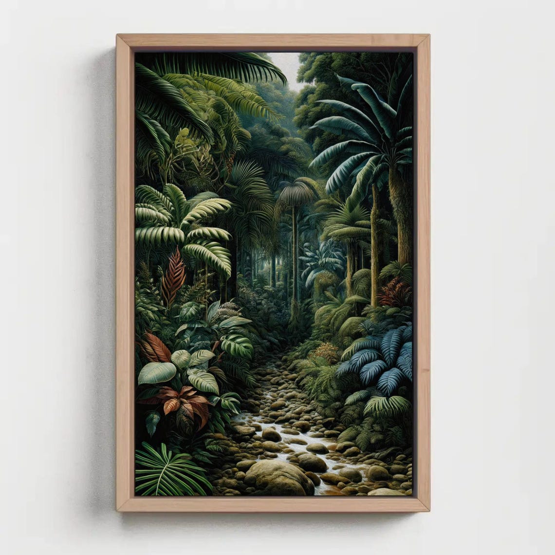 Dense Tropical Jungle Stream Lush Green Rainforest Painting Poster - Image 5