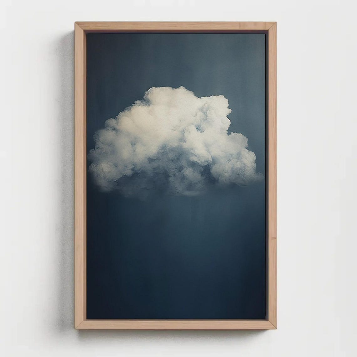 Single White Cloud On Navy Blue Minimal Sky Study Art Poster - Image 5
