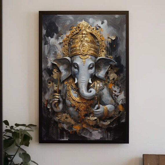 Ganesh Ji Ganesha Art Print, Hindu Wall Decor