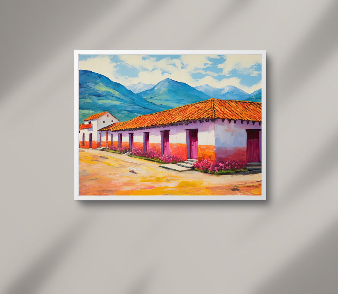 Villa de Leyva Colombia Colonial Street With Mountain View Poster - Image 2