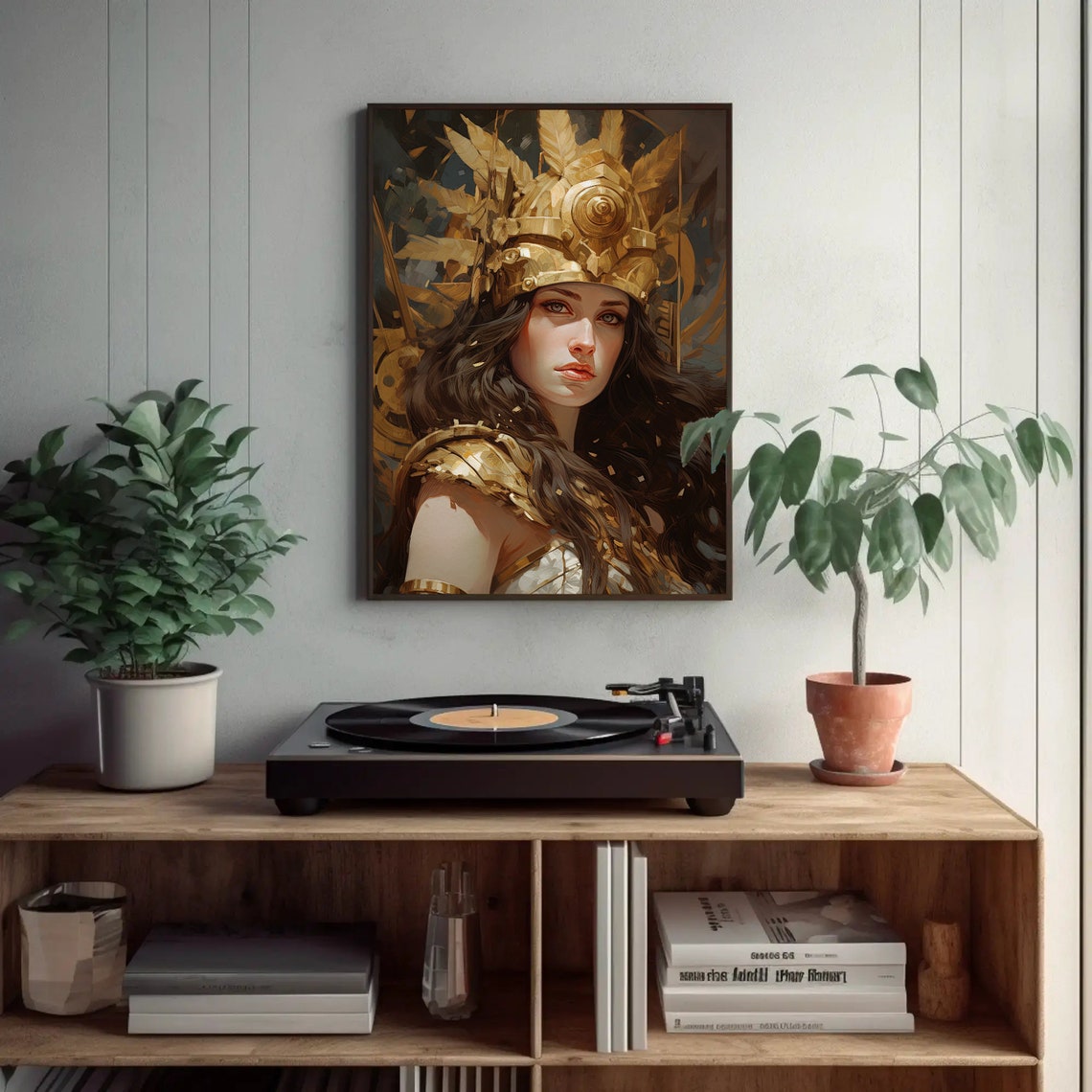 Goddess Artemis Portrait Gold Leaf Crown Huntress Wall Poster - Image 4
