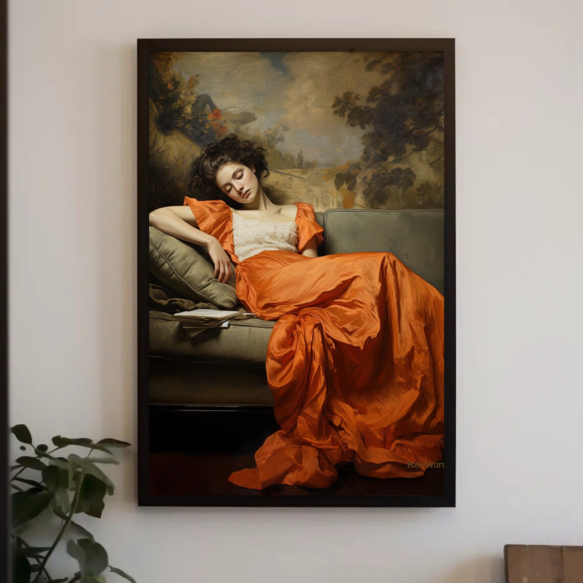 Girl Sleeping After Reading, Mid-Century Wall Art