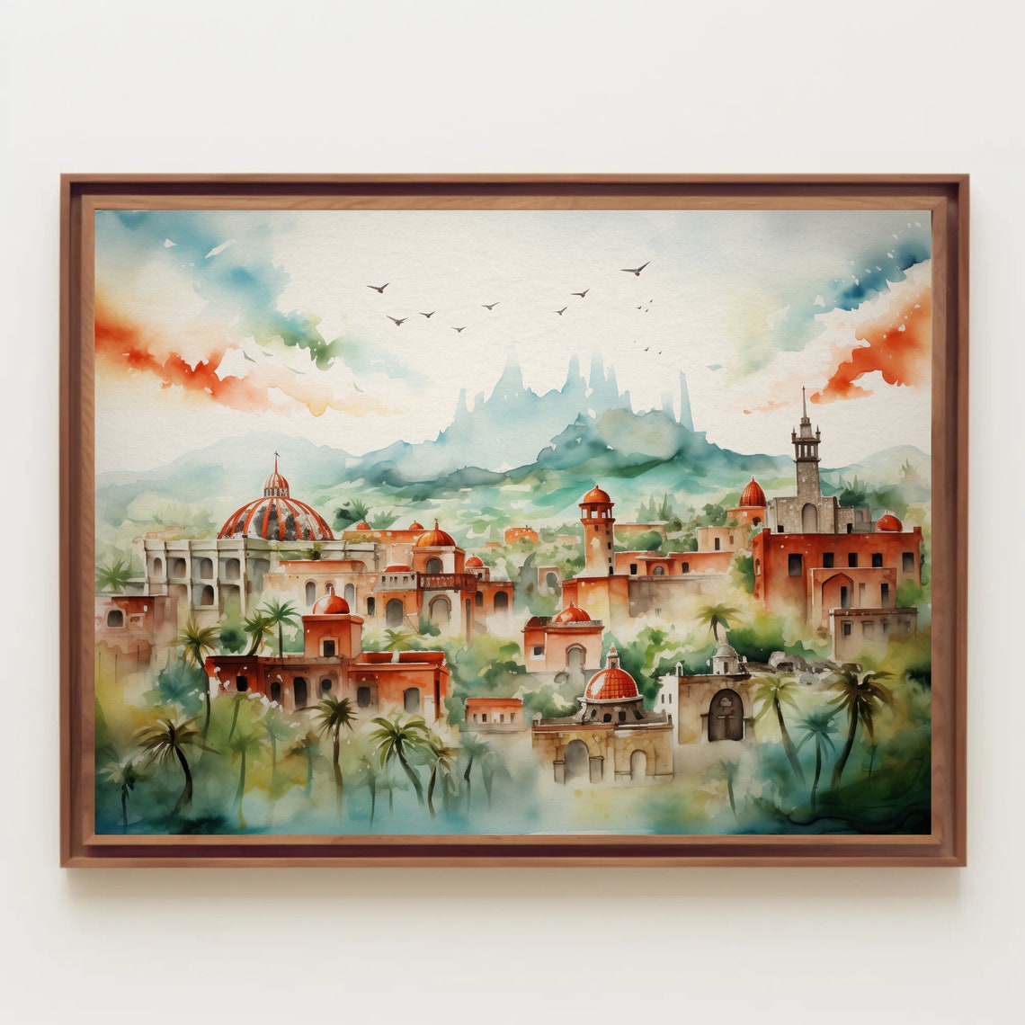 Colorful Mexican Colonial City Watercolor Architecture Poster - Image 4