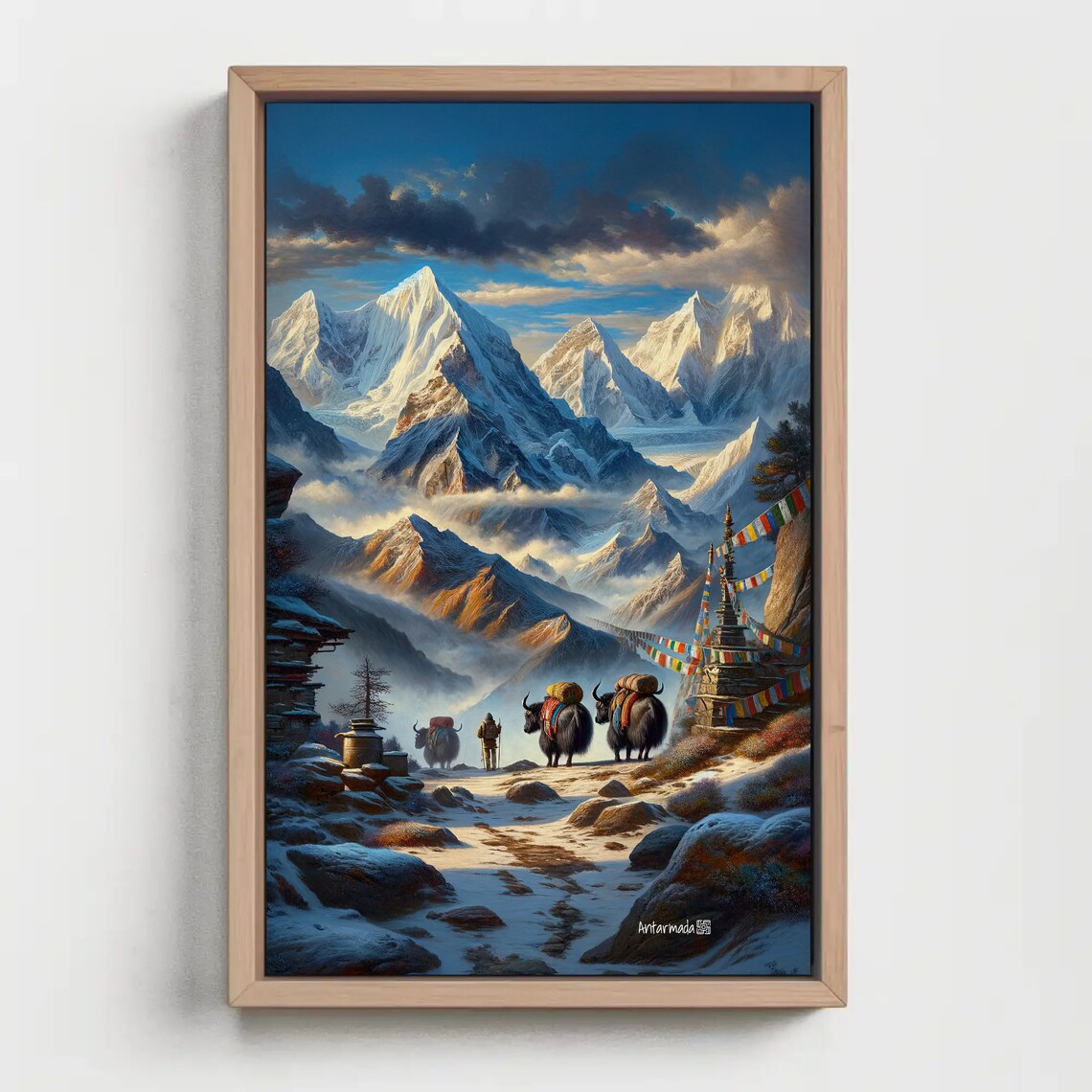Himalayan Expedition With Yaks, Nepal Painting Art Print - Image 5