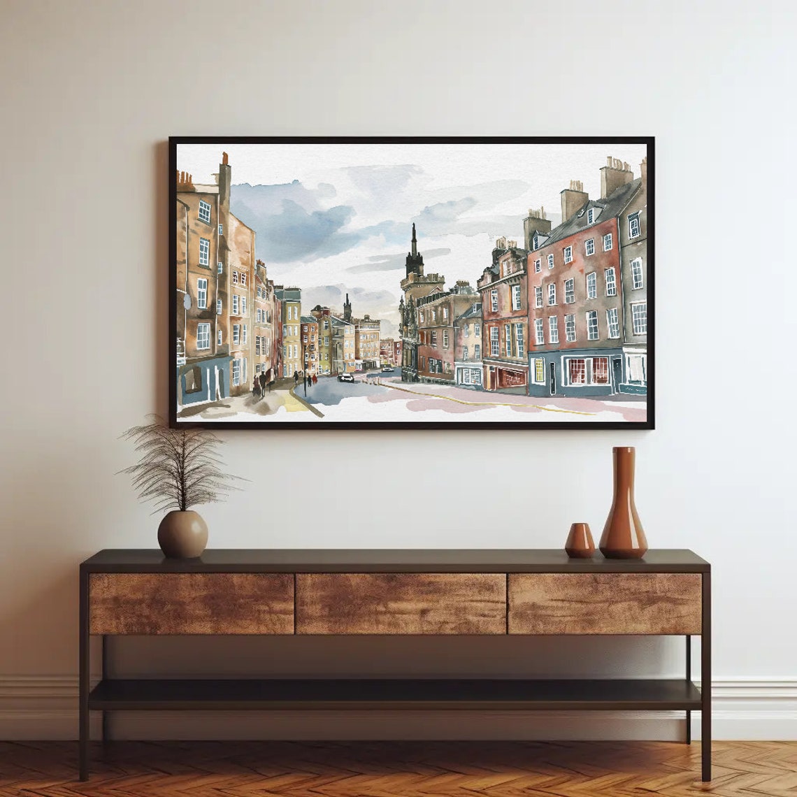 Edinburgh Old Town Street Historic Scotland Watercolor Poster - Image 2