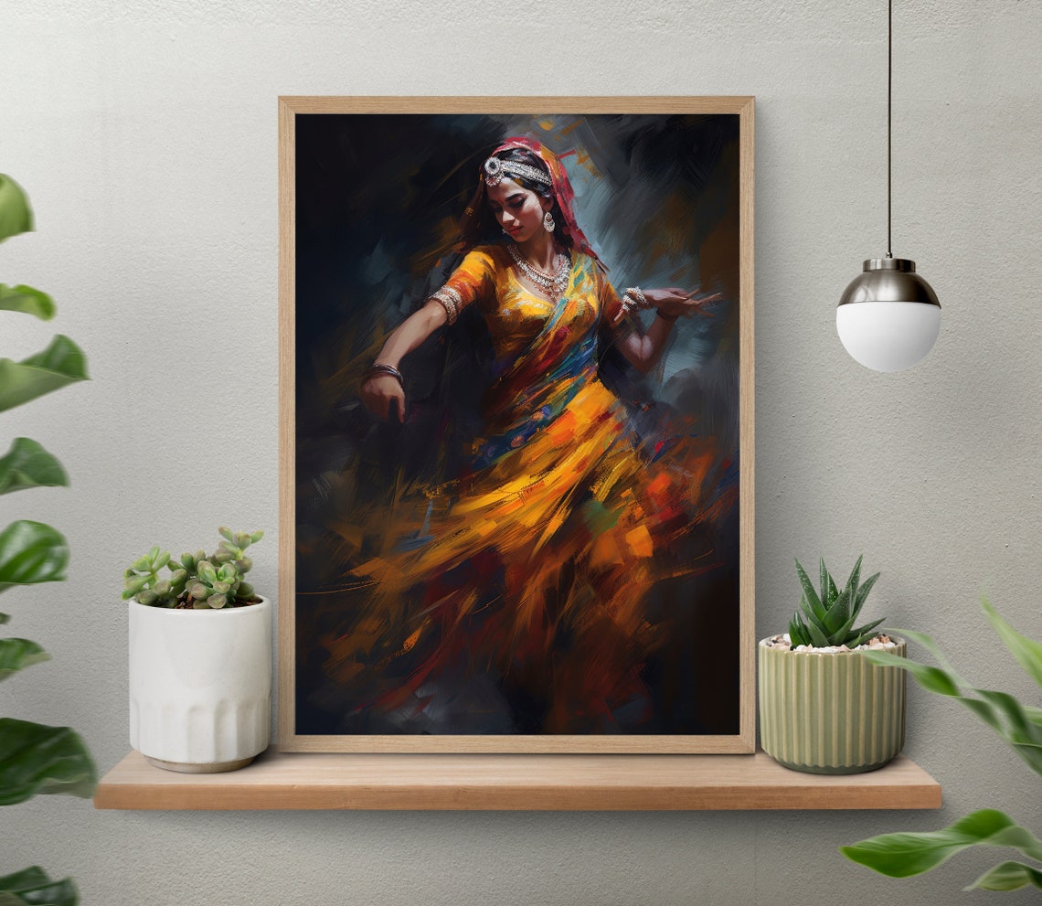 Art Print Of Traditional Folk Dance Indian Wall Art Beautiful Indian Woman Folk Dance Painting Indian Woman Folk Dance Large Print - Image 4