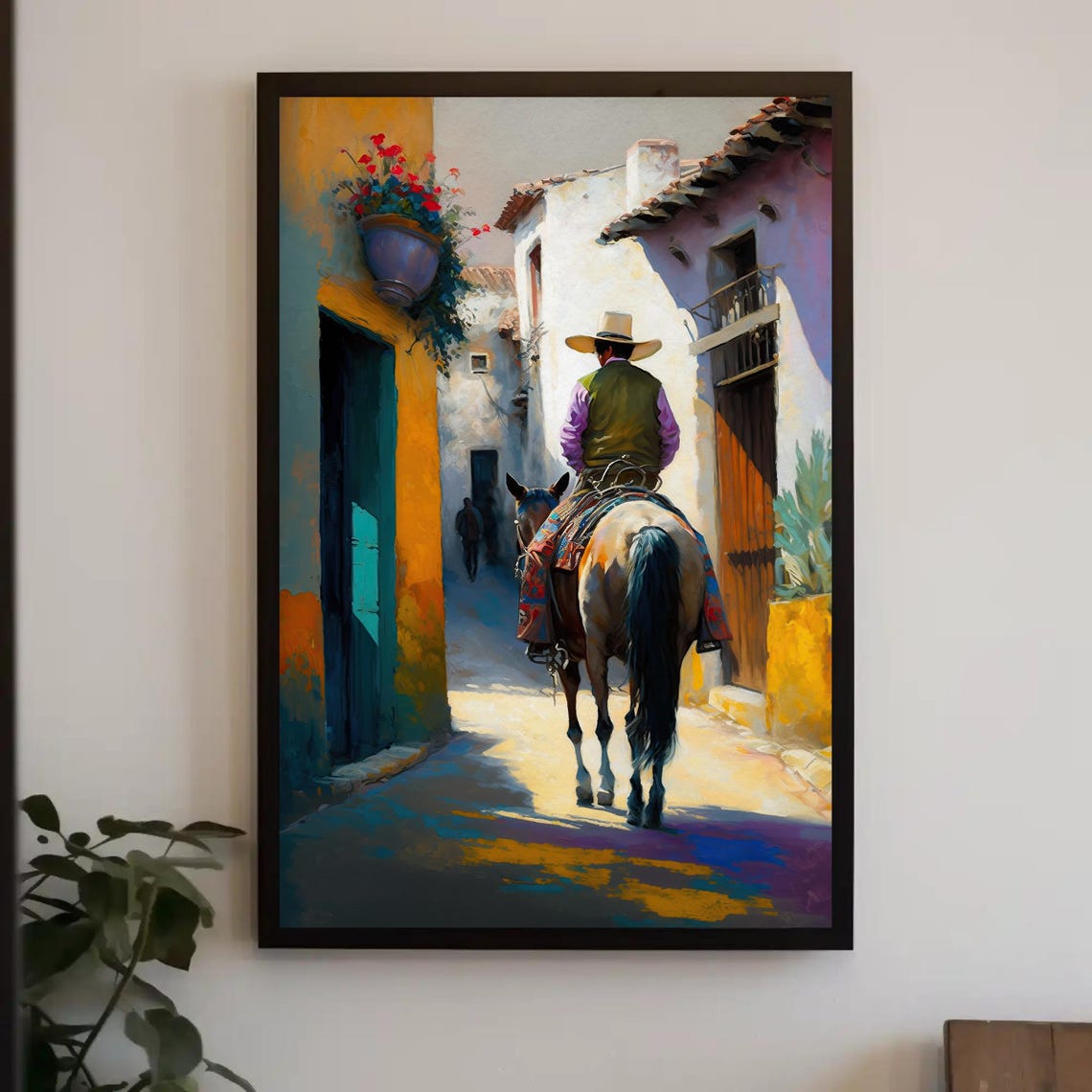 Mexican Horse Rider Print Mexican Art Mexican Painting Mexico Print Mexican Oil Painting Mexican Art Home Decor