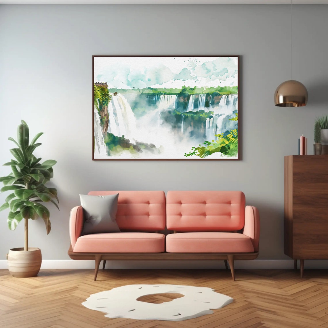 Iguazu Falls Waterfalls Mist Watercolor Natural Wonder Poster - Image 3