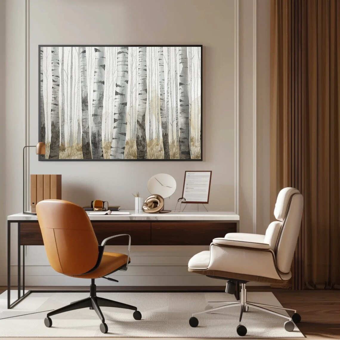 Birch Grove Watercolor Art Print, Winter Forest Scene - Image 5