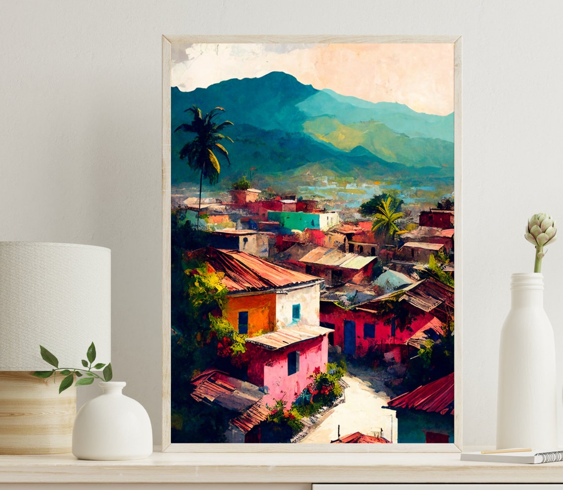 Haiti Art Print Haiti Art Haiti Travel Print Large Wall Art For Haiti Decor Caribbean Oil Painting