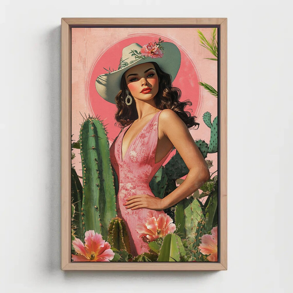 Latina Cowgirl With Cactus and Flowers, Wall Art Print - Image 5