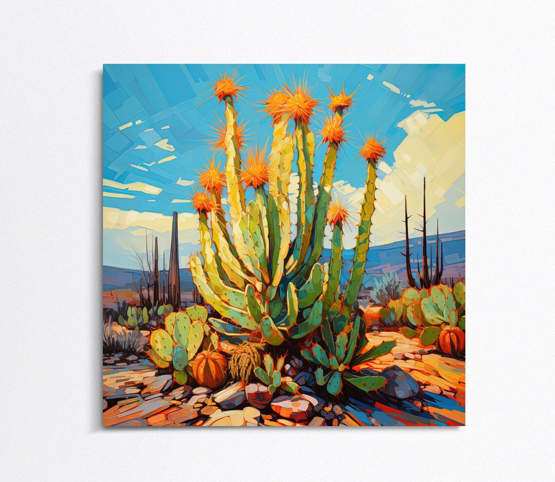 Saguaro Cactus and Century Plant Desert Art Print - Image 5
