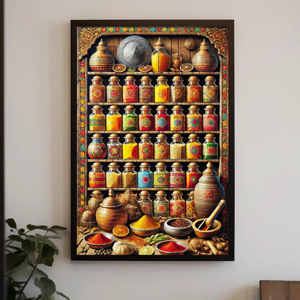 Indian Kitchen Herbs and Spices Wall Art Print