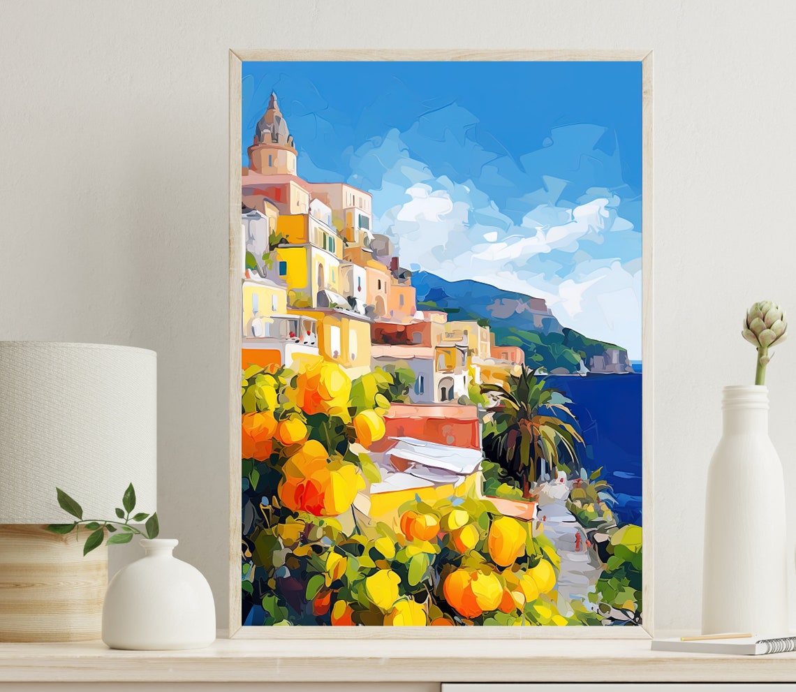 Sorrento Italy Coastal Town With Lemon Groves View Travel Poster