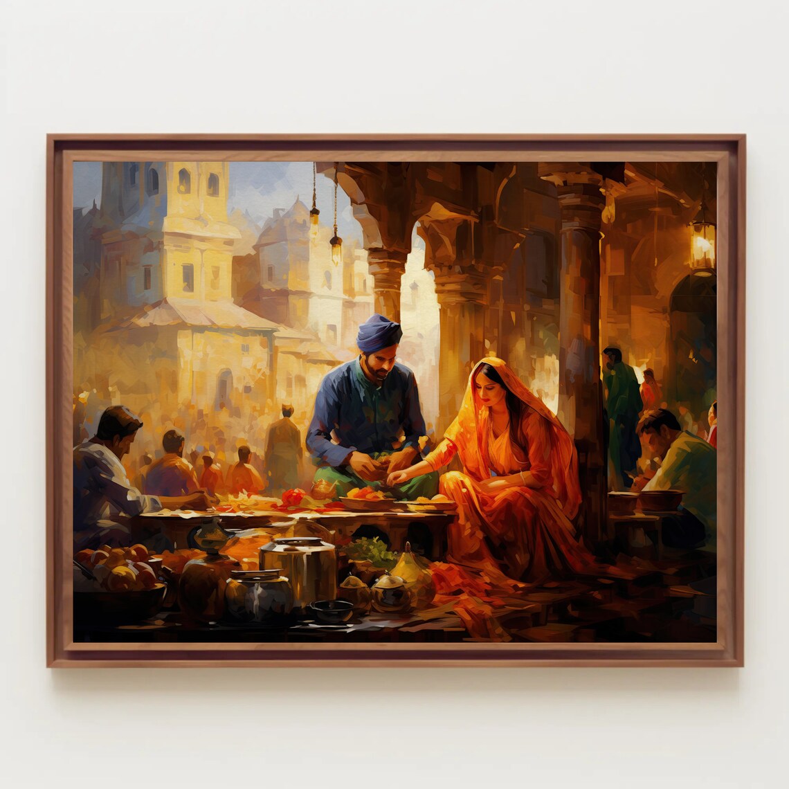 Punjabi Couple in a Bazaar, Indian Art Print - Image 4