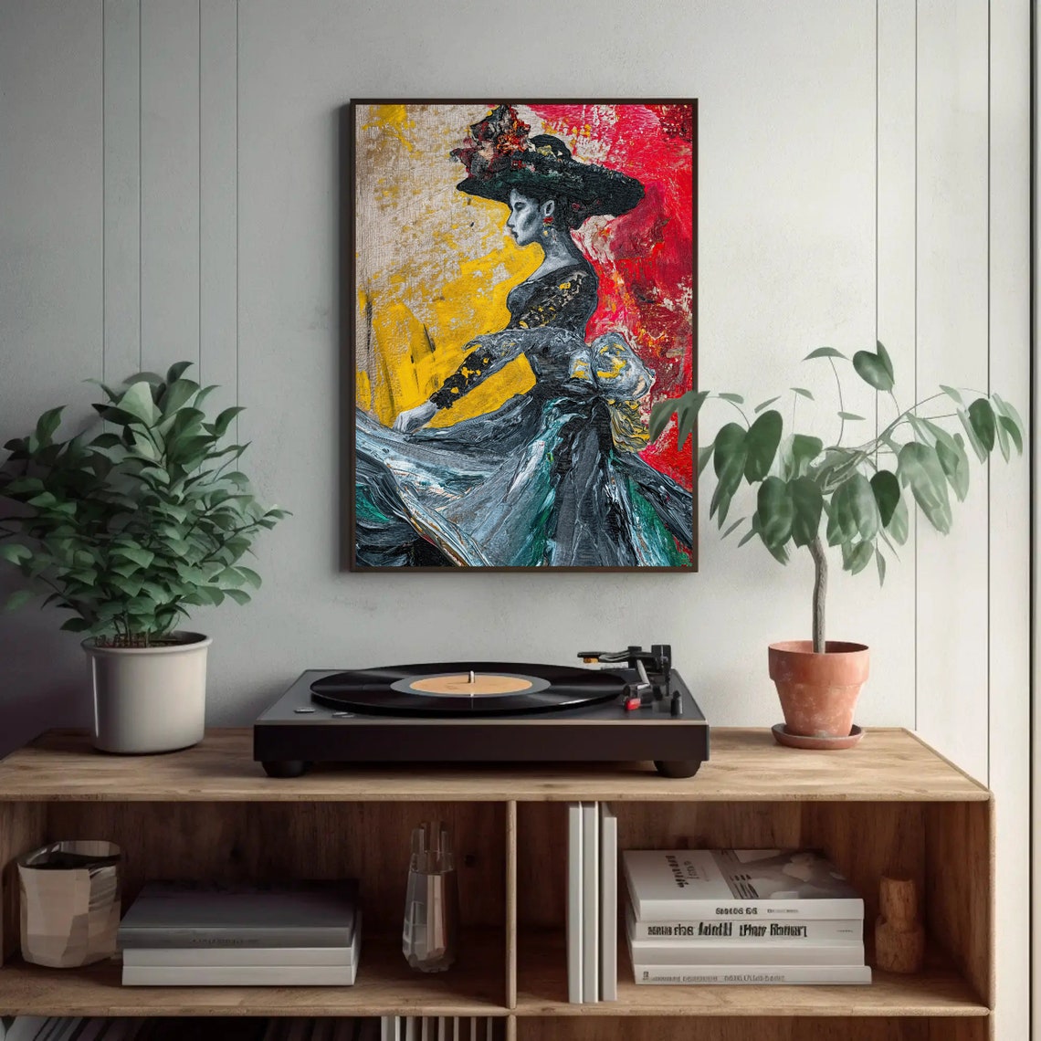 Mexican Folk Dancer in Flowing Dress Impasto Oil Wall Poster - Image 2