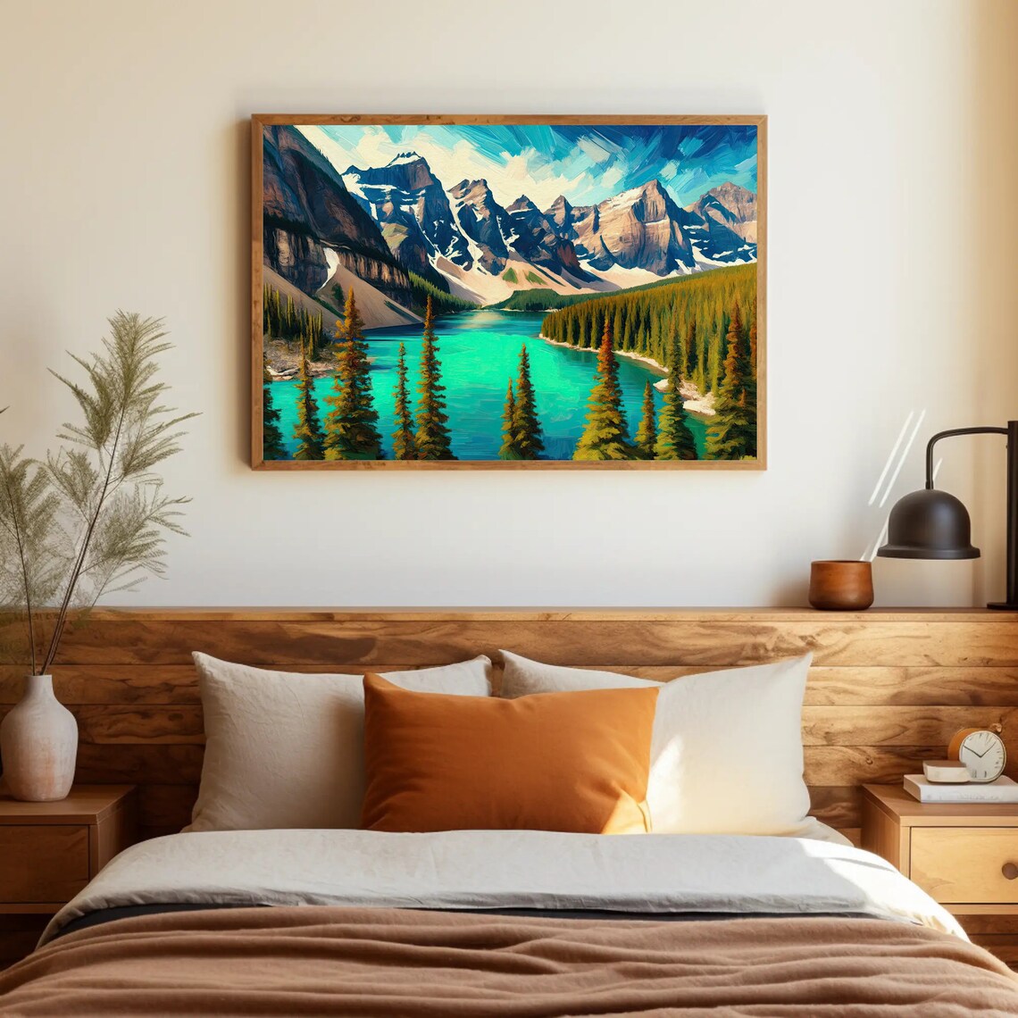Moraine Lake Oil Painting, Canada Landscape Art Print - Image 3