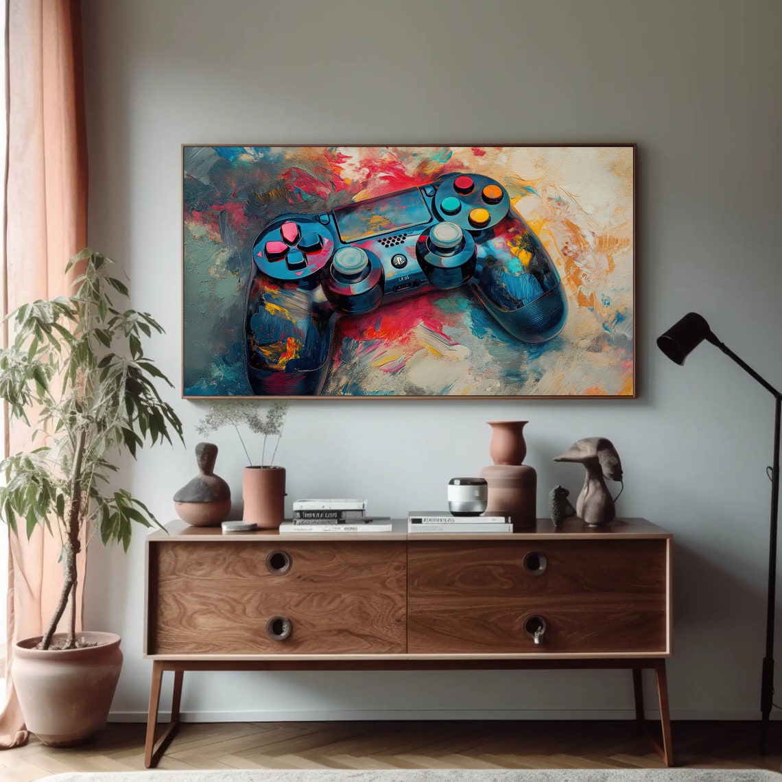 Painted Game Controller Colorful Abstract Gamer Decor Poster - Image 5