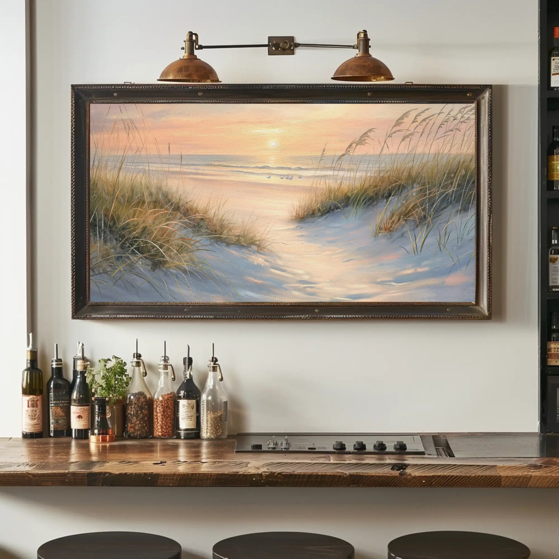 Sunrise Beach Path Through Sand Dunes Sea Grass Coastal Scene Poster - Image 4