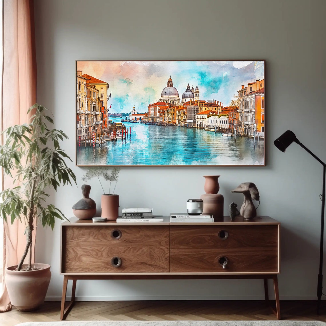 Venice Grand Canal with Basilica Domes Romantic Watercolor Poster - Image 5