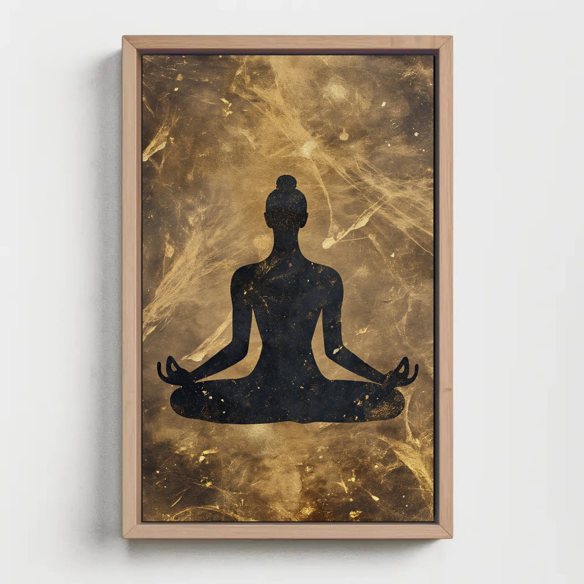 Black Yogi Silhouette Meditating on Gold Marble Meditation Wall Poster - Image 4
