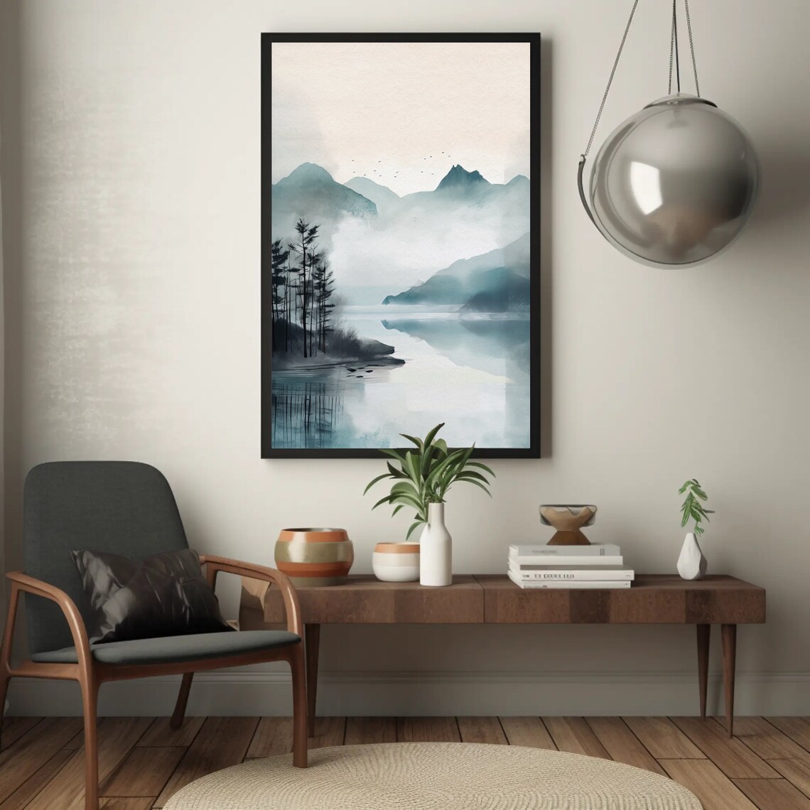 Lake Watercolor Painting, Nature Wall Art Print - Image 5