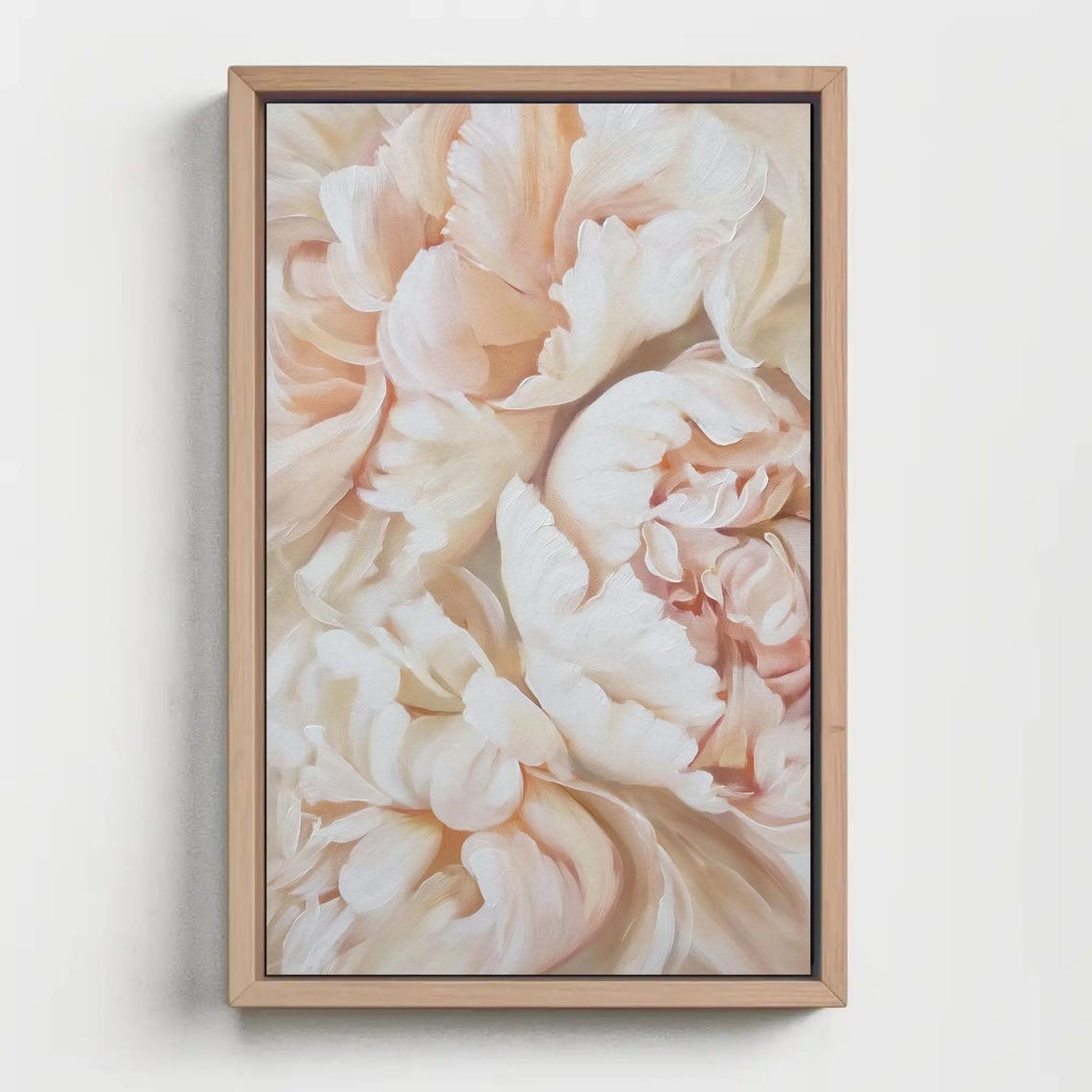 Ivory Peony Flower Macro Oil Painting Vertical Floral Poster