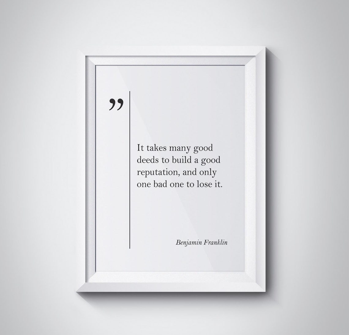 Benjamin Franklin Reputation Quote Famous American Wisdom Wall Poster