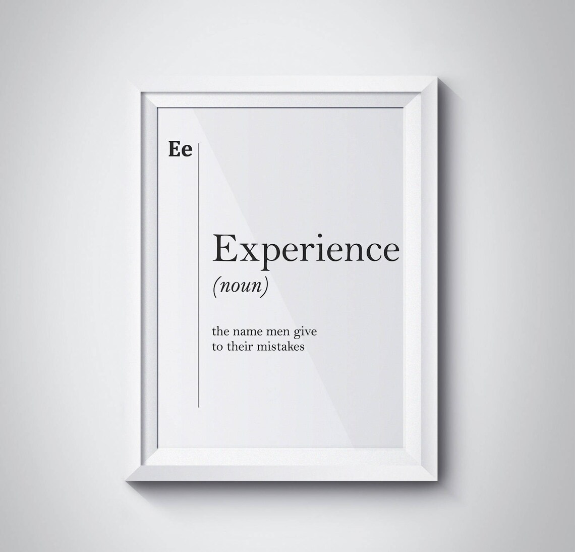 Experience Funny Definition Mistakes Quote Black White Humor Poster