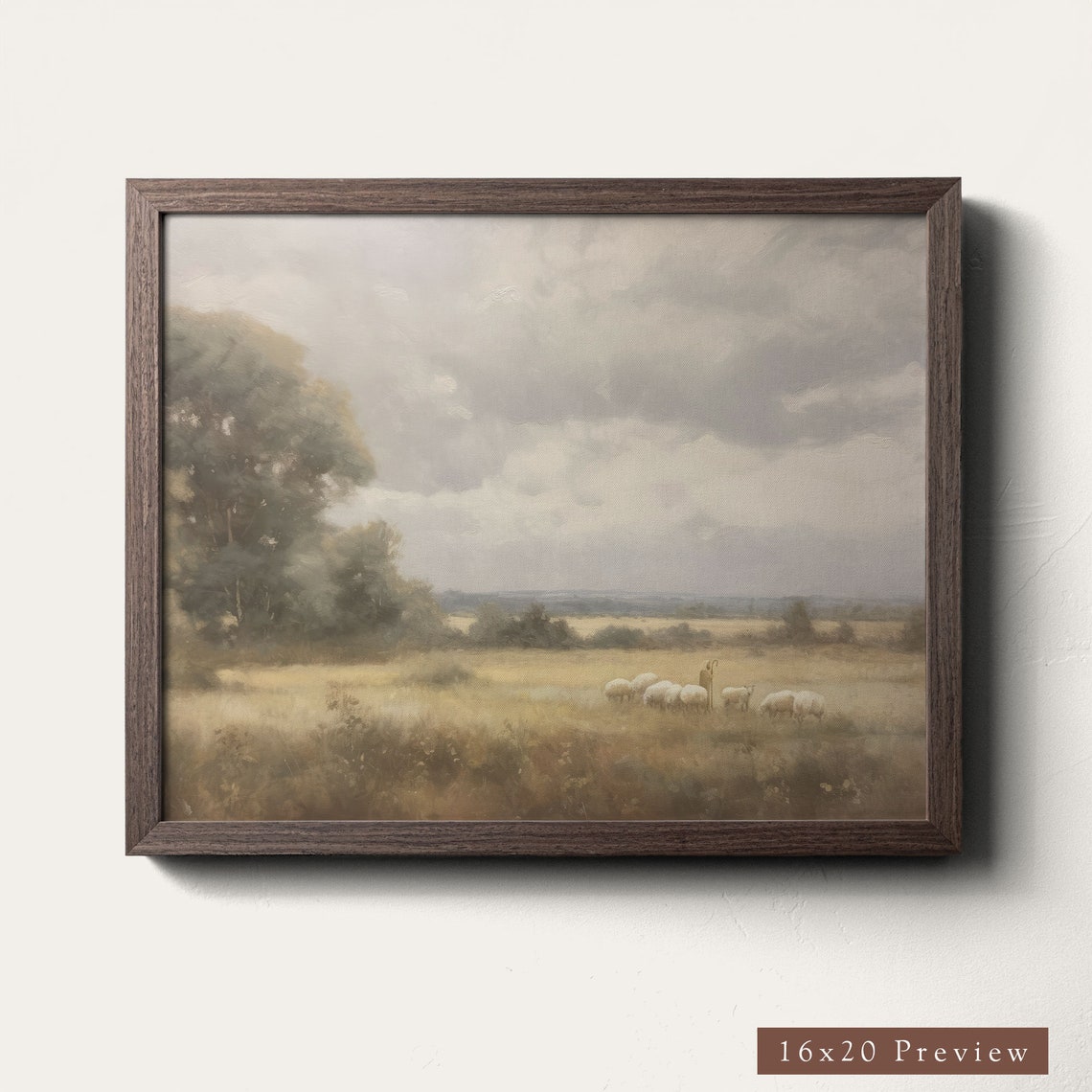 Hooded Figure On Sunlit Cypress Path Warm Neutral Faith Poster - Image 4