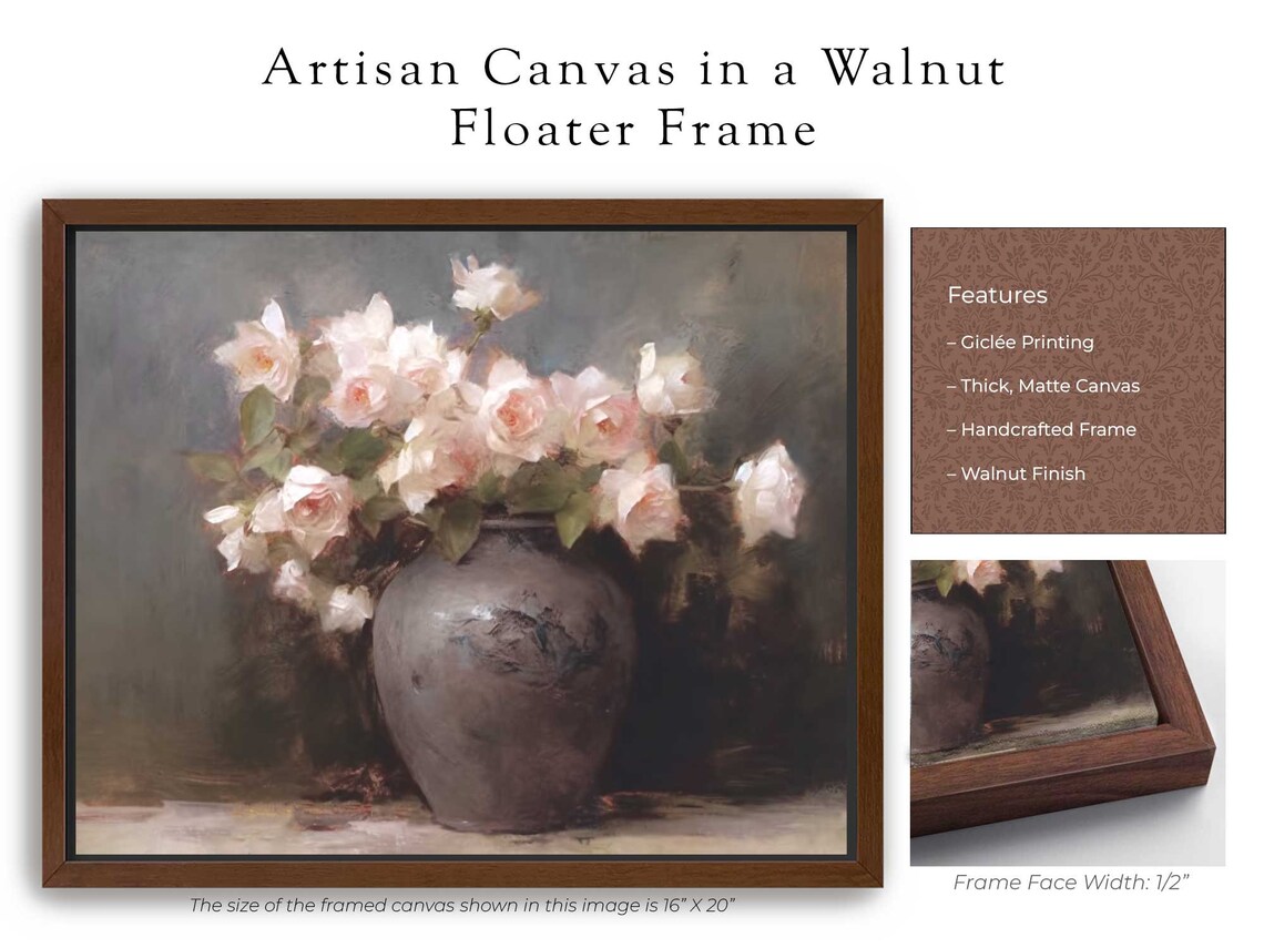 Vase With Flowers, Farmhouse Oil Painting Art Print - Image 5