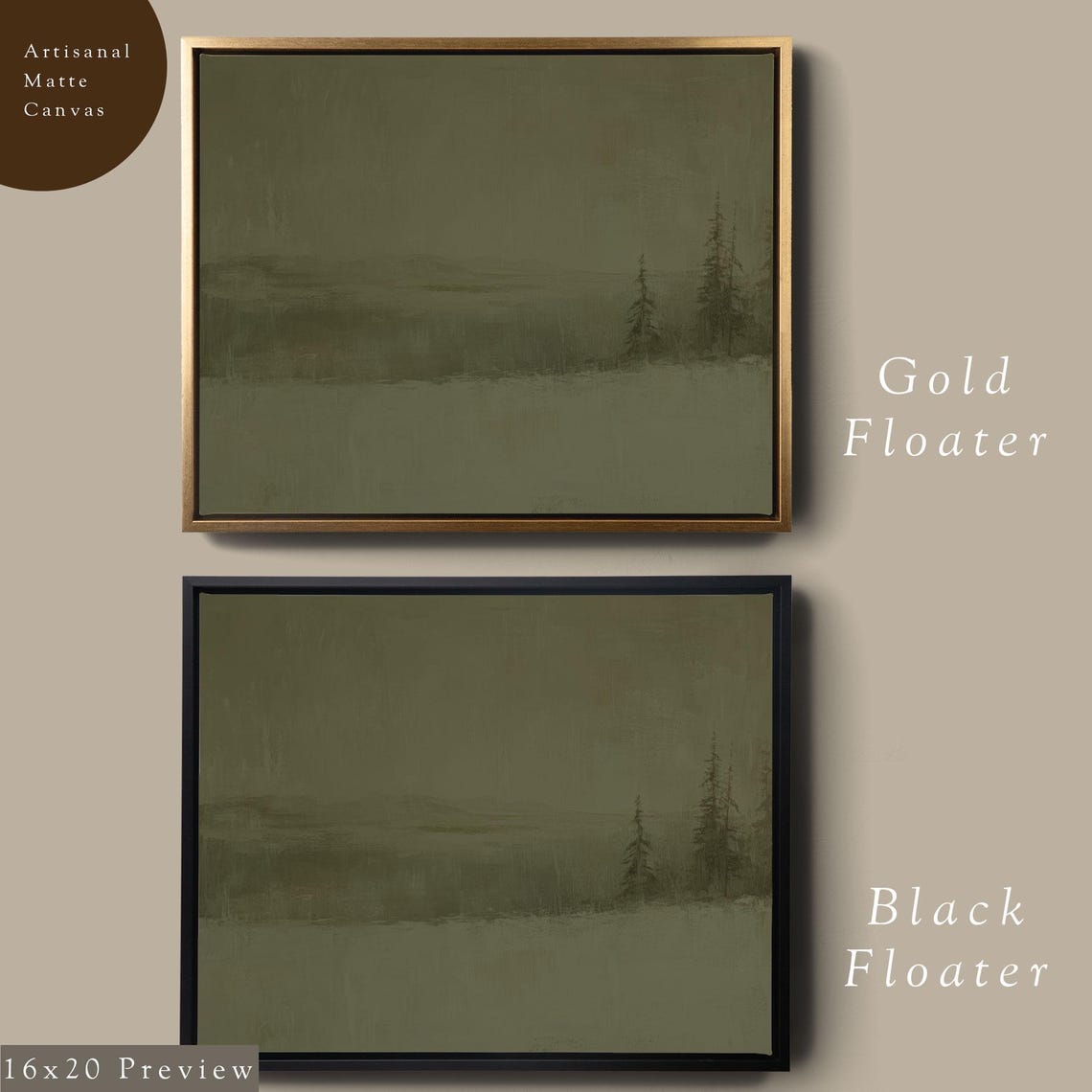 Moody Winter Lake Forest Landscape Green Toned Modern Poster - Image 5