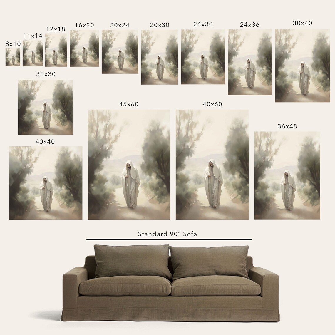 Prince Of Peace Jesus Walking A Misty Woodland Path Art Poster - Image 2