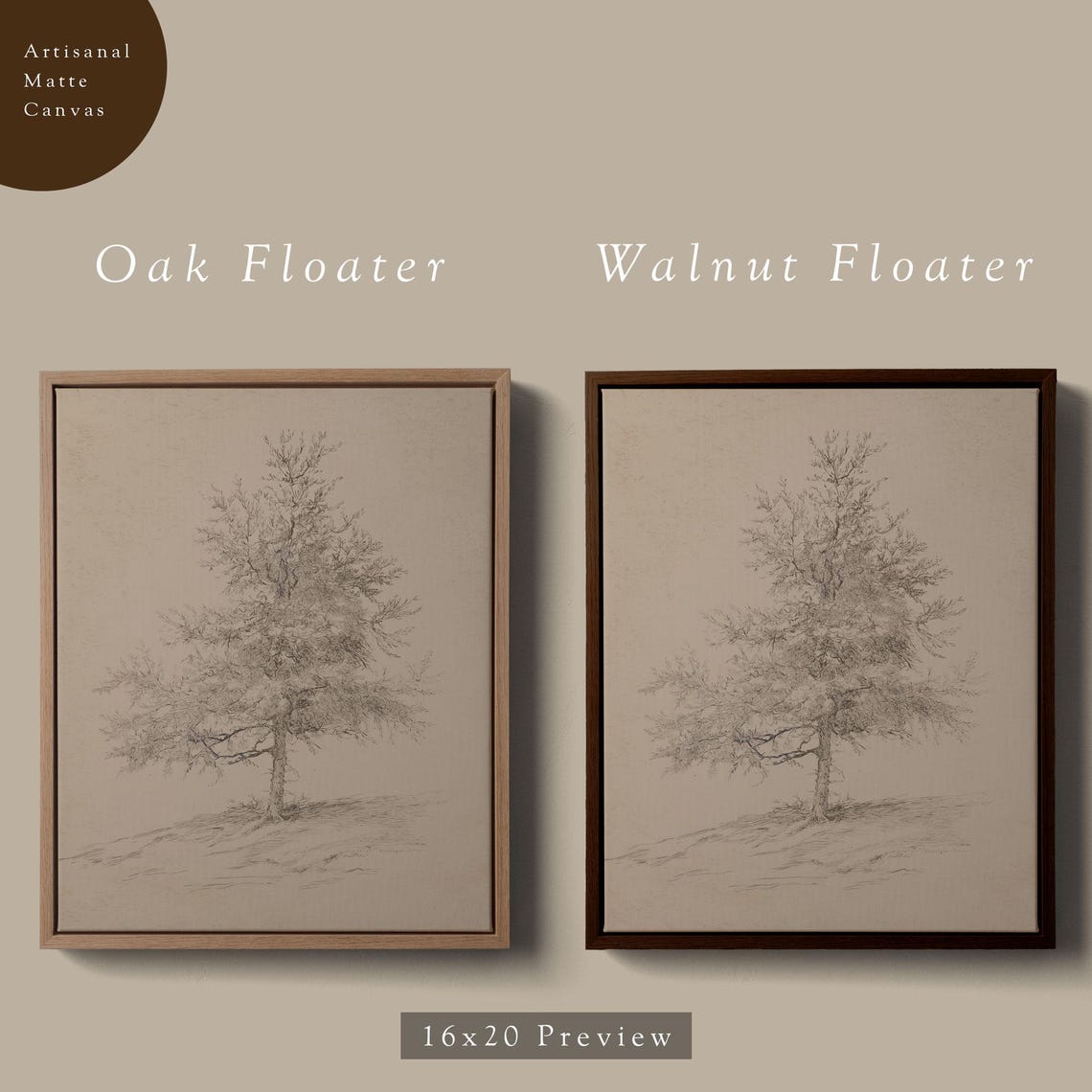 Vintage Pine Tree Sketch Neutral Botanical Art Vertical Poster - Image 6