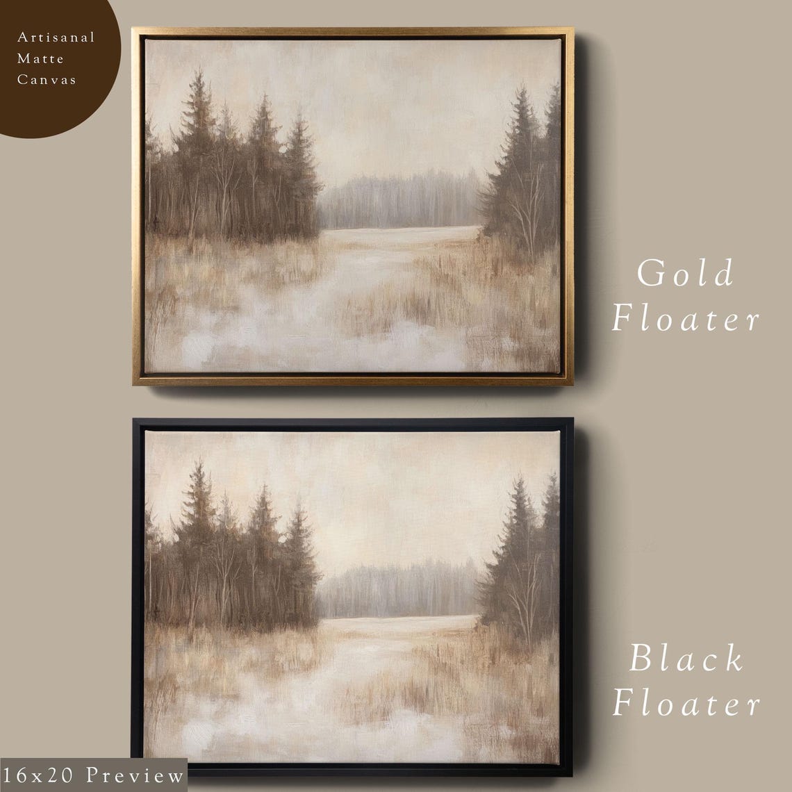Winter Forest Clearing Pines And Birch Neutral Landscape Poster - Image 5