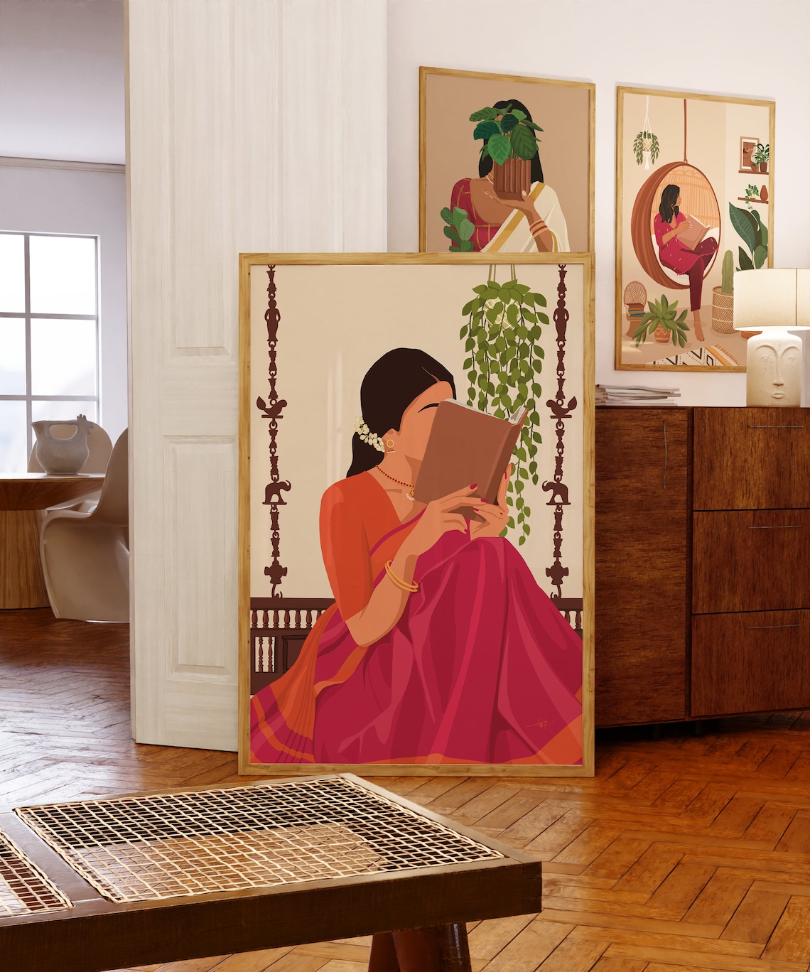 Indian Woman Reading - Boho Art - Image 3