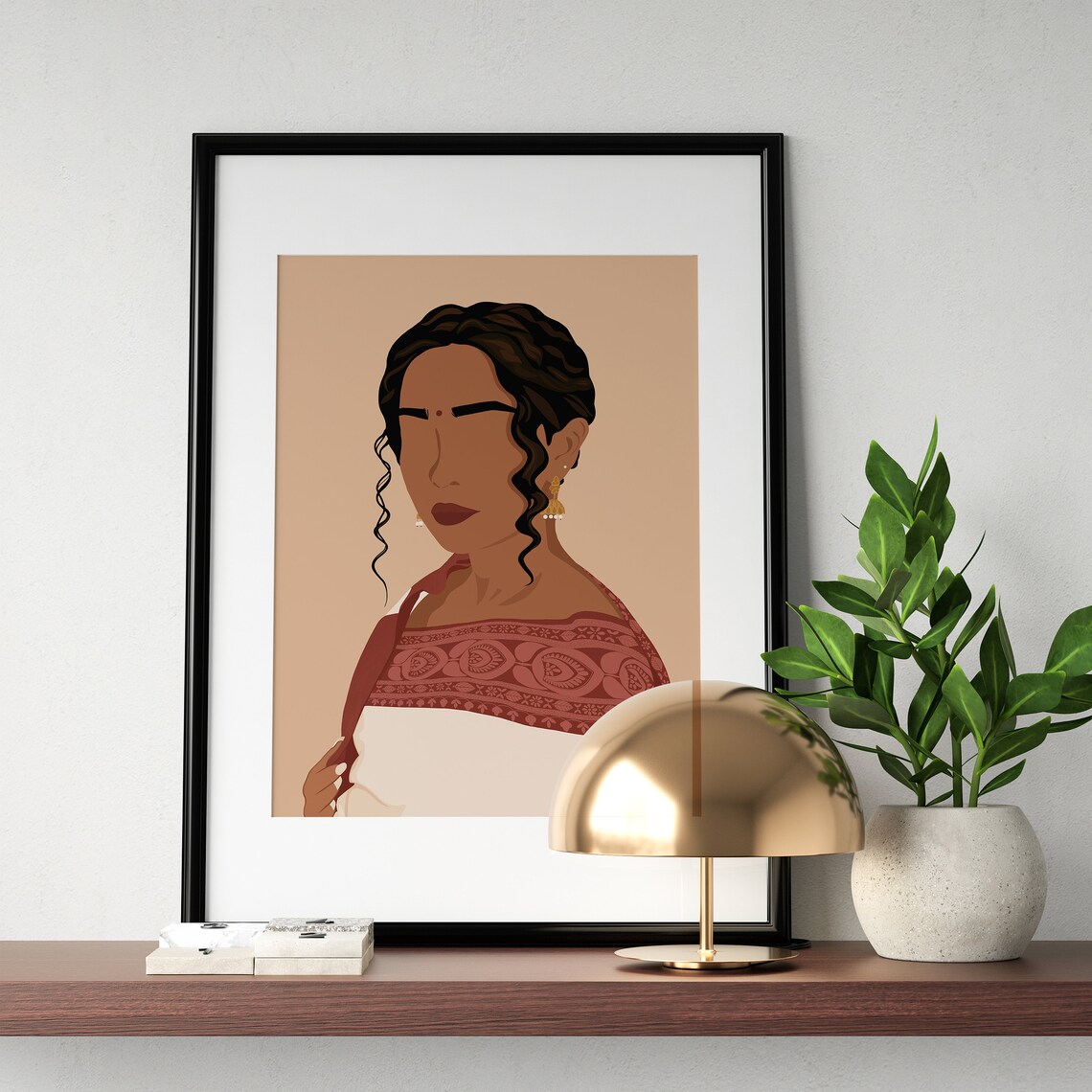 Desi Art Indian Woman Illustration, South Asian Decor - Image 2