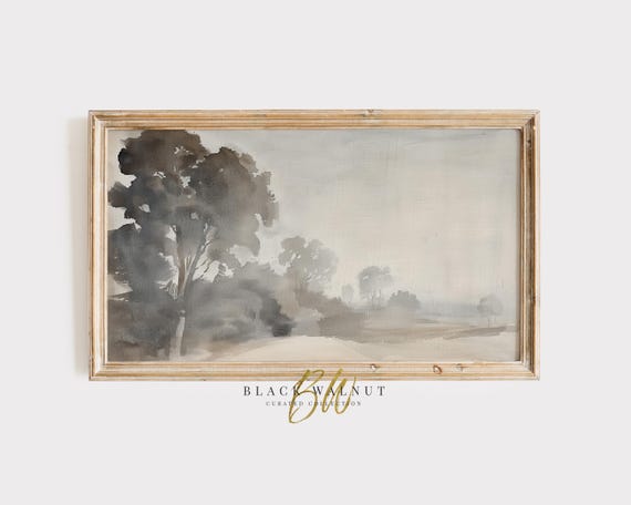 Frame Tv Fall Art Muted Landscape Neutral Vintage Style Painting Meadow Field Frame Tv Neutral Antique Tv Screensaver