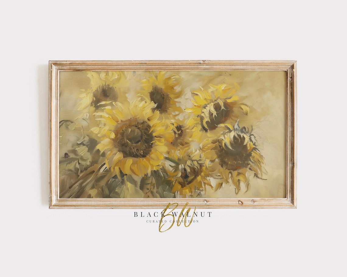 Vintage Style Sunflowers Art Print, Rustic Farmhouse