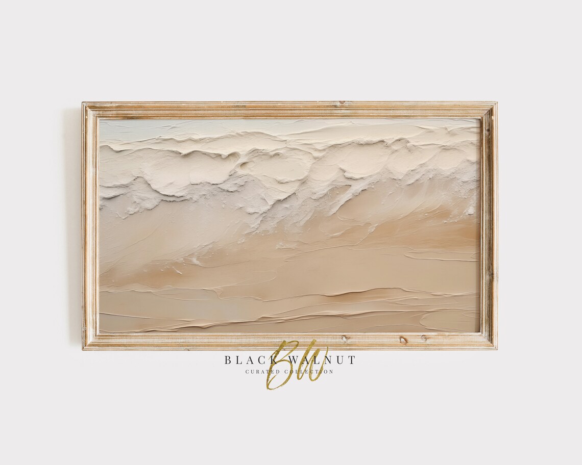 Abstract Beach Sand Waves Neutral Textured 3D Minimalist Art Print