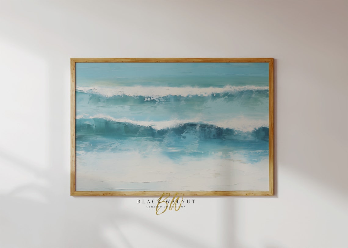 Turquoise Ocean Waves Abstract Coastal Beach House Summer Wall Art