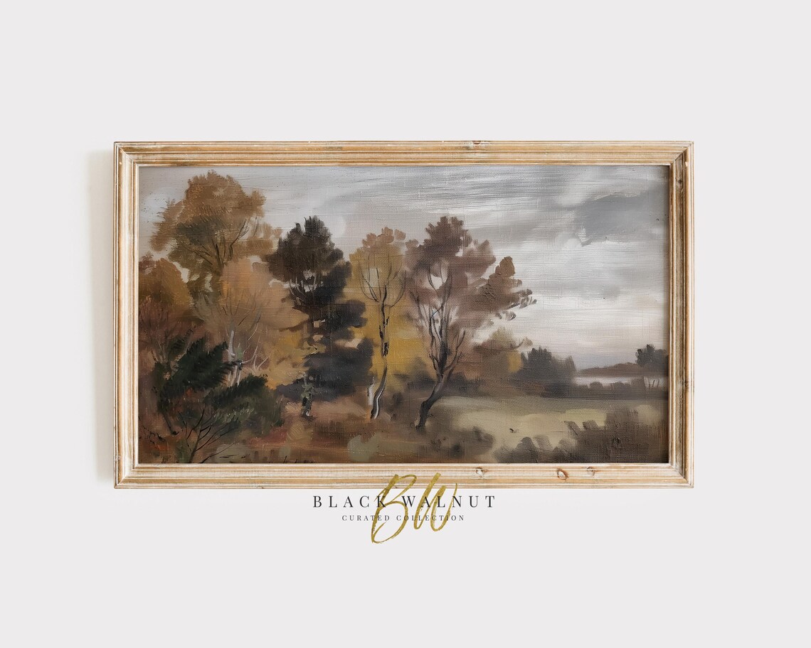 Moody Autumn Trees Golden Foliage Vintage Rustic Fall Landscape Poster