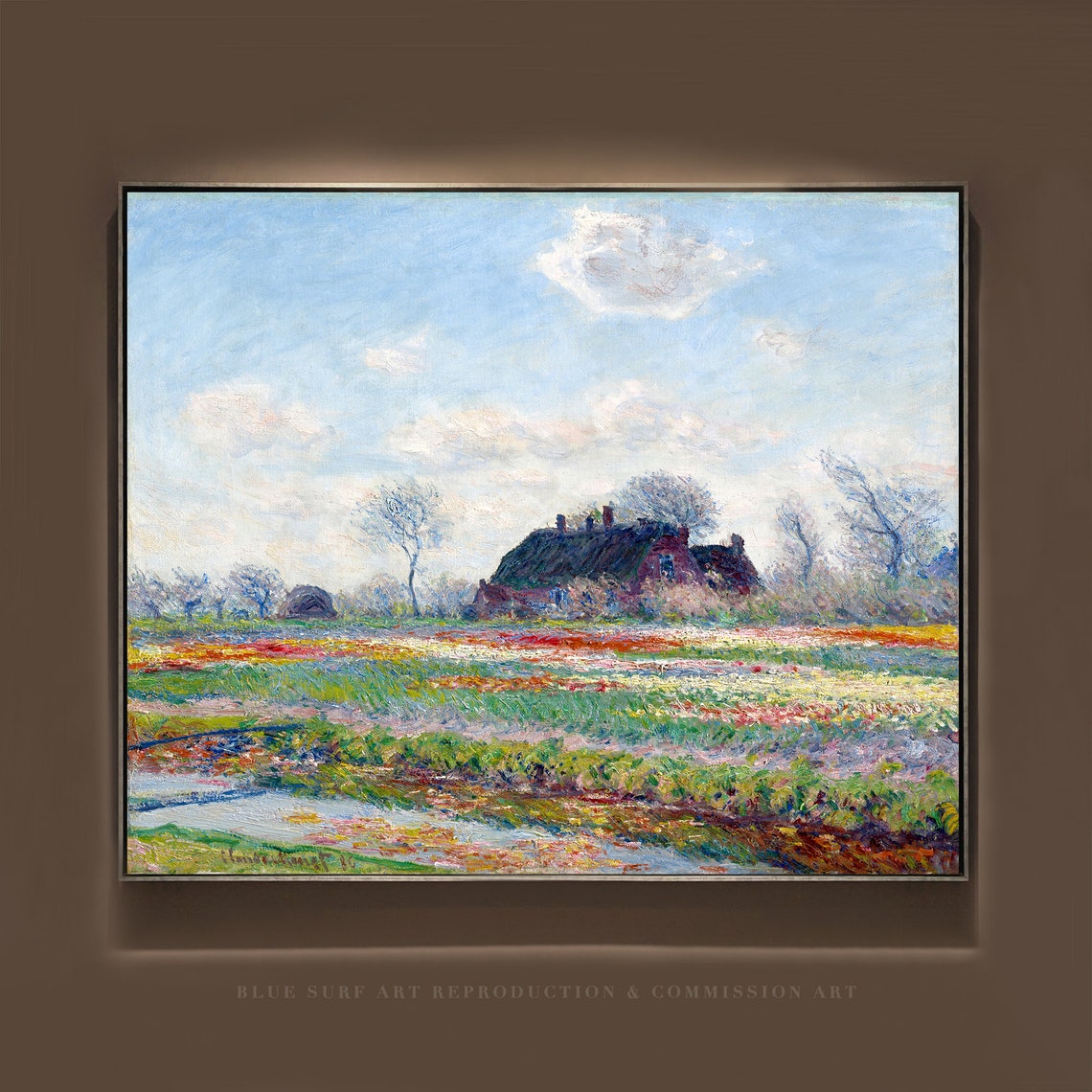Claude Monet Tulip Fields Blooming Farmhouse Landscape Poster