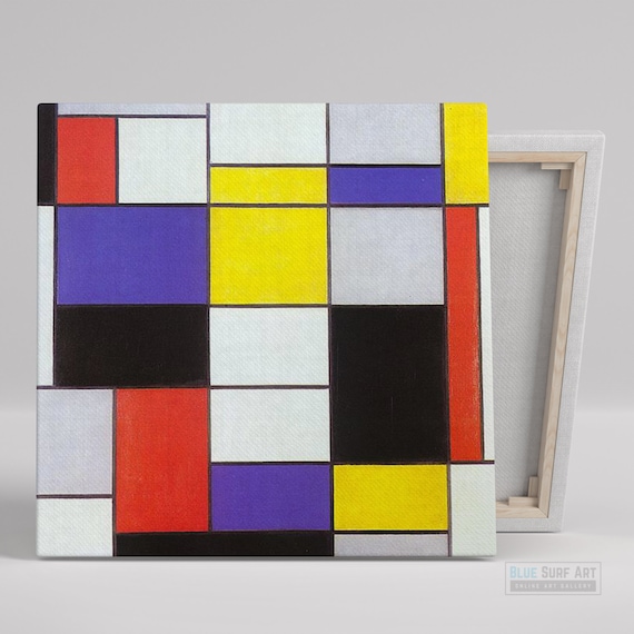 Abstract Wall Art Hand Painted Oil On Colourful Abstract Piet Mondrian Composition Art Reproduction Living Room Wall Art