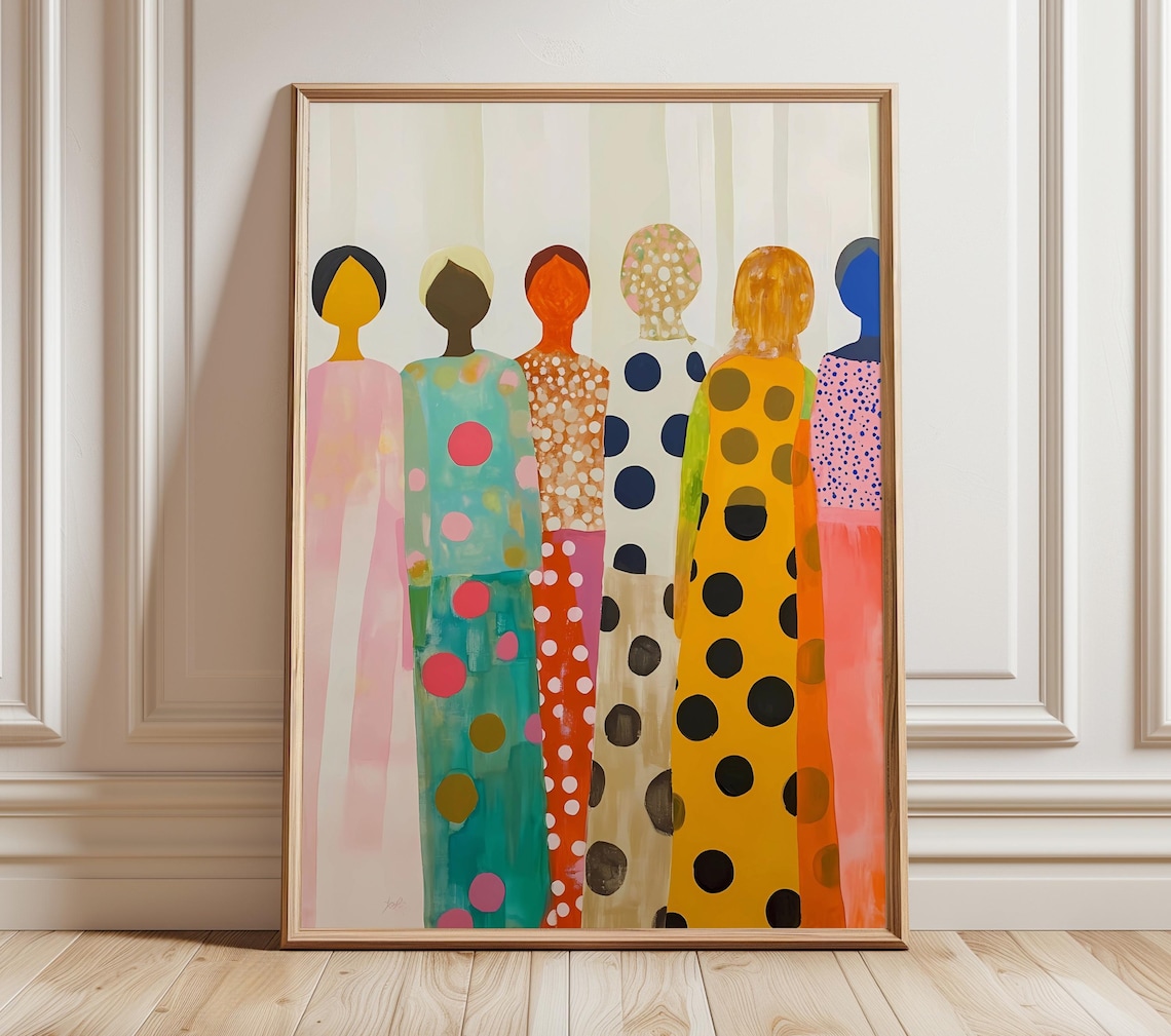 Abstract Women People Art Poster, Modern Vibrant Print